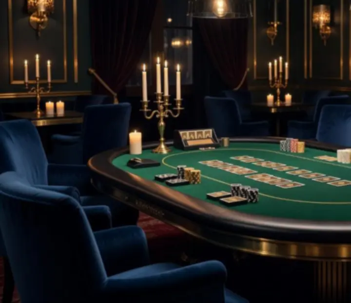 Wyjątkowa oprawa pokerowego eventu z designerskimi stołami i nastrojowym światłem